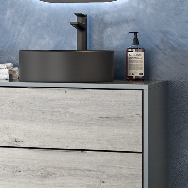 Mobile 135 cm grigio con 4 cassetti finitura legno grigio KSPR-135G - KAMALU