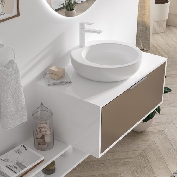 Mobile sospeso 80cm bicolore con cassetto scorrevole SPR-80 - KAMALU