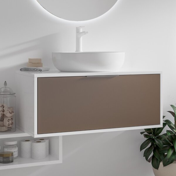 Mobile sospeso 80cm bicolore con cassetto scorrevole SPR-80 - KAMALU