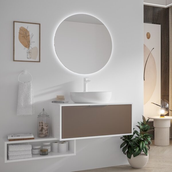 Mobile sospeso 80cm bicolore con cassetto scorrevole SPR-80 - KAMALU