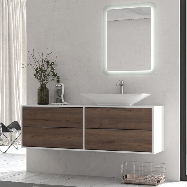 Mobile bagno 150cm doppio lavabo bicolore con 4 cassetti SPR-150D - KAMALU