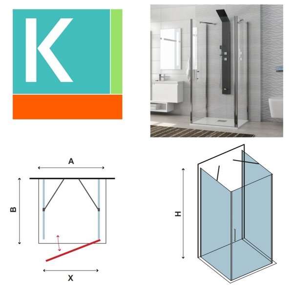 Kamalu box doccia tre lati 70x80x70 apertura battente k2800as2