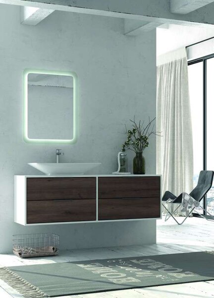 Mobile bagno lungo 120cm bicolore con 4 cassetti scorrevoli SPR-120C4 - KAMALU