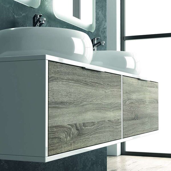 Mobile bagno 120cm bicolore con 2 cassetti scorrevoli SPR-120C - KAMALU