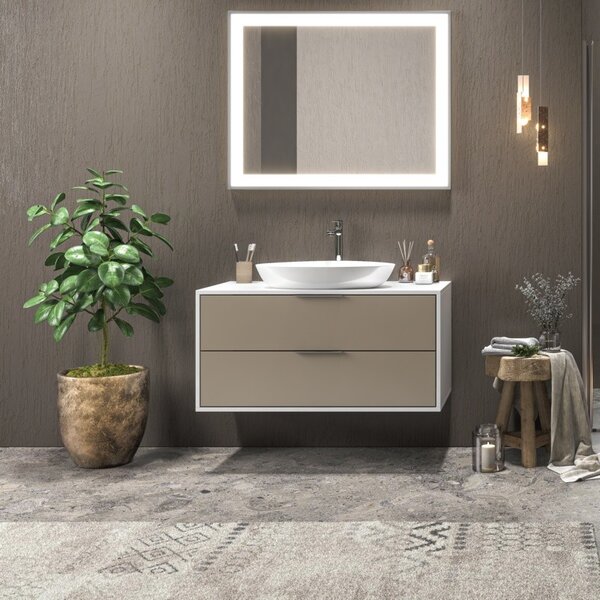Mobile sospeso 100cm bicolore con 2 cassetti scorrevoli SPR-100C - KAMALU