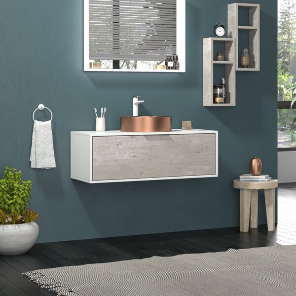 Mobile bagno lungo 100cm bicolore con cassetto scorrevole SPR-100 - KAMALU