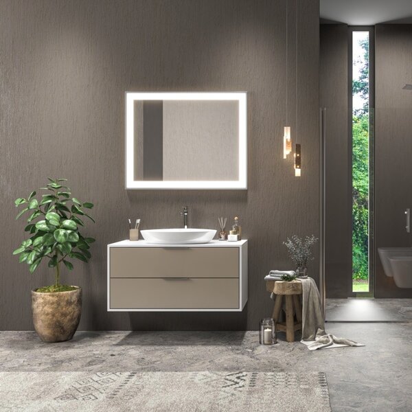 Mobile sospeso 100cm bicolore con 2 cassetti scorrevoli SPR-100C - KAMALU