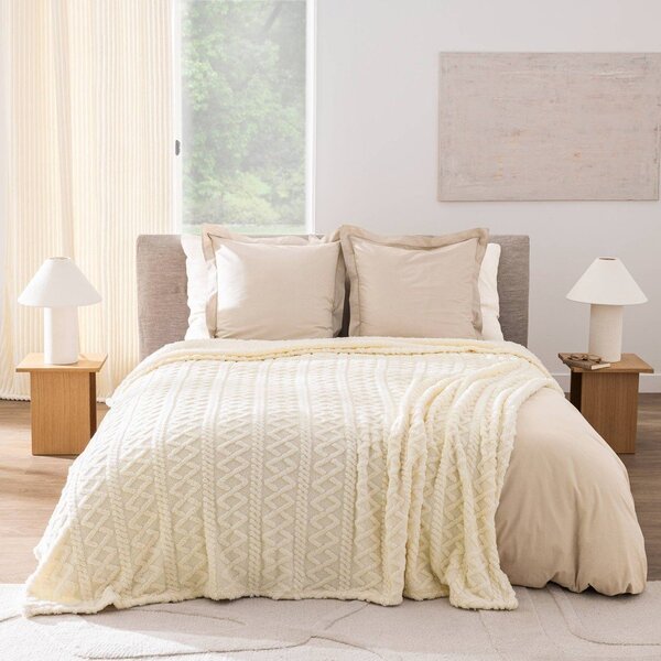 Coperta color crema in sherpa 220x240 cm Edgar – douceur d'intérieur