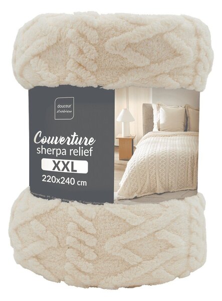 Coperta color crema in sherpa 220x240 cm Edgar – douceur d'intérieur
