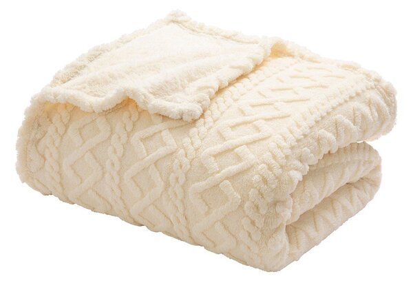 Coperta color crema in sherpa 220x240 cm Edgar – douceur d'intérieur