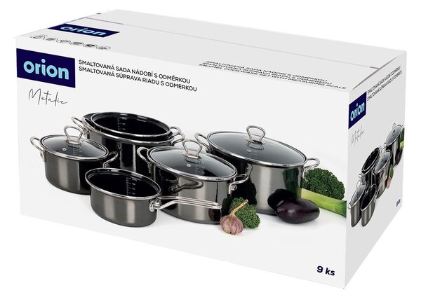 Set di pentole in smalto 9 pz Metalic – Orion