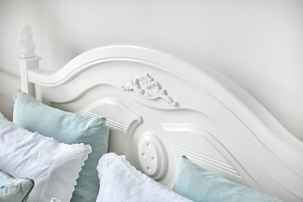 Letto alla francese in legno bianco provenzale bianco 140x200 Princess 886
