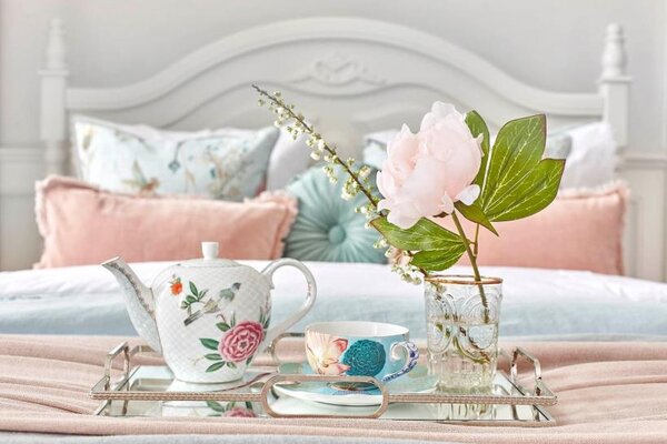 Letto alla francese in legno bianco provenzale bianco 140x200 Princess 886