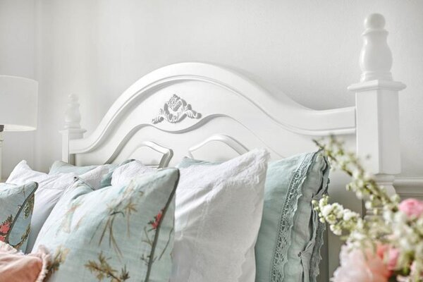 Letto alla francese in legno bianco provenzale bianco 140x200 Princess 886
