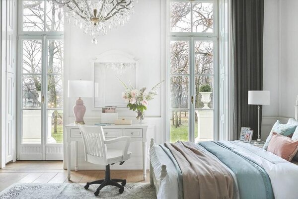 Letto alla francese in legno bianco provenzale bianco 140x200 Princess 886
