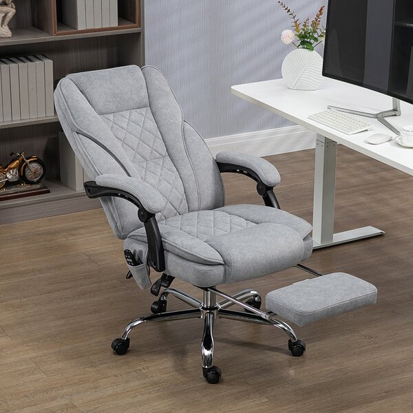 Vinsetto Sedia da ufficio ergonomica con massaggio, poggiapiedi e ruote, Grigio | Aosom Italy