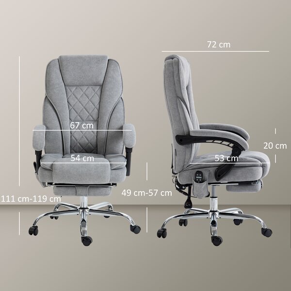 Vinsetto Sedia da ufficio ergonomica con massaggio, poggiapiedi e ruote, Grigio | Aosom Italy