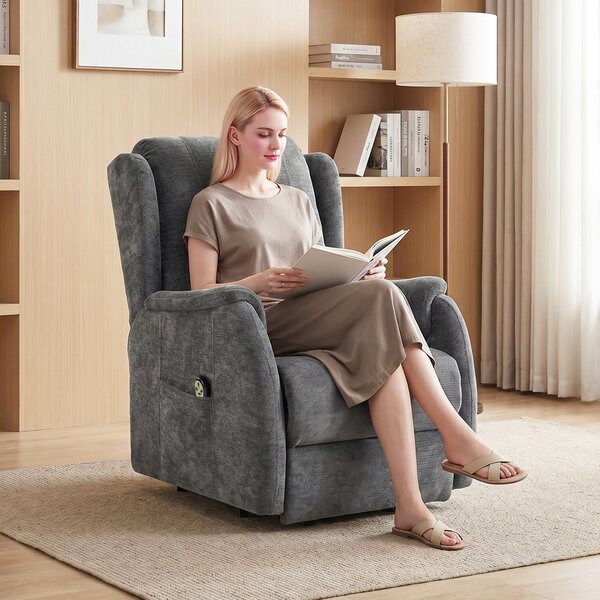 HOMCOM Poltrona relax alzapersona con telecomando e tasche laterali, Grigio scuro | Aosom Italy