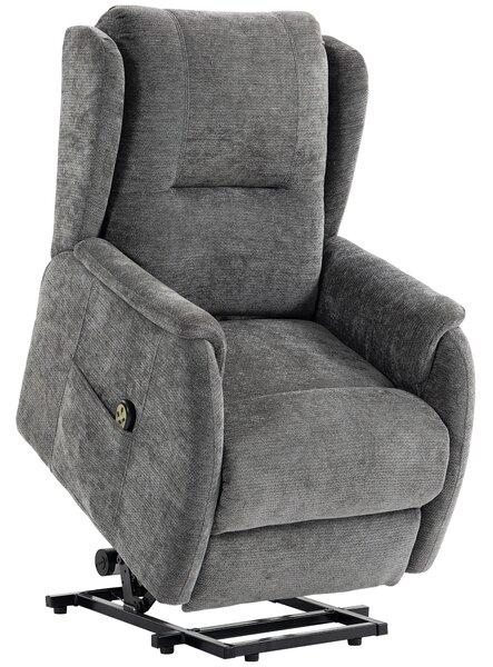 HOMCOM Poltrona relax alzapersona con telecomando e tasche laterali, Grigio scuro | Aosom Italy