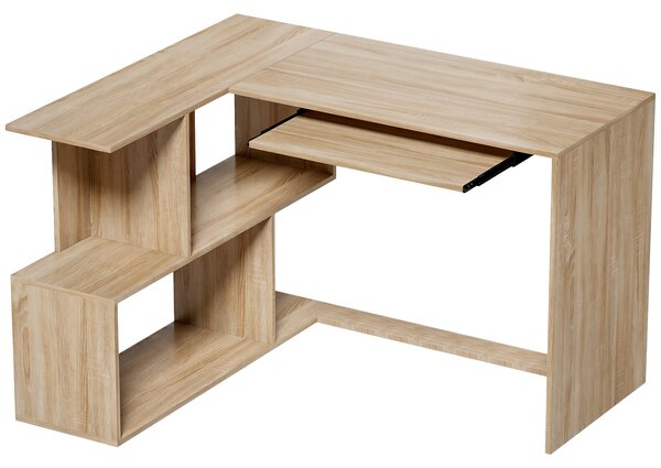 HOMCOM Scrivania angolare con ripiano tastiera e 4 vani, 120x100x76 cm, Legno | Aosom Italy
