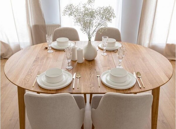 Tavolo rovere massello naturale da pranzo allungabile rotondo