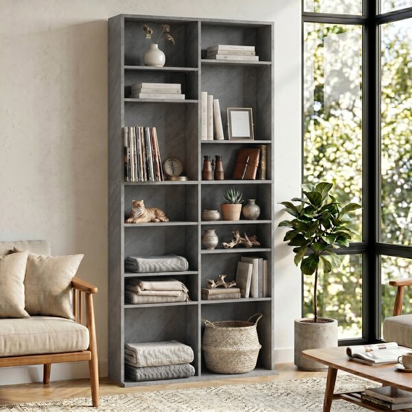 HOMCOM Scaffale CD/DVD con 18 scomparti e capacità 640 CD, Grigio chiaro | Aosom Italy