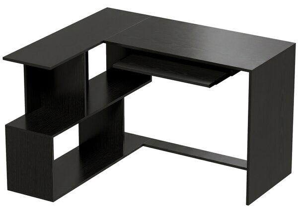 HOMCOM Scrivania angolare con ripiano tastiera e 4 vani, 120x100x76 cm Nero | Aosom Italy