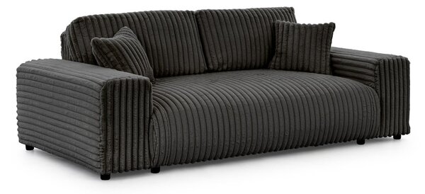 Divano grigio scuro con rivestimento in velluto a coste 213 cm Justin – Ropez