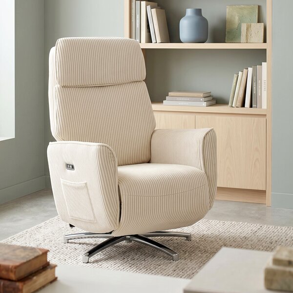 HOMCOM Poltrona relax elettrica con funzione letto, girevole con 2 motori e USB, Crema | Aosom Italy