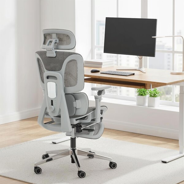 HOMCOM Sedia da ufficio ergonomica con poggiatesta, seduta regolabile in profondità, Grigio | Aosom Italy