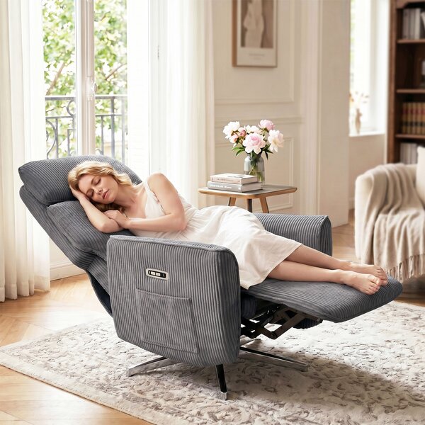 HOMCOM Poltrona relax elettrica con funzione letto, girevole con 2 motori e USB, Grigio | Aosom Italy