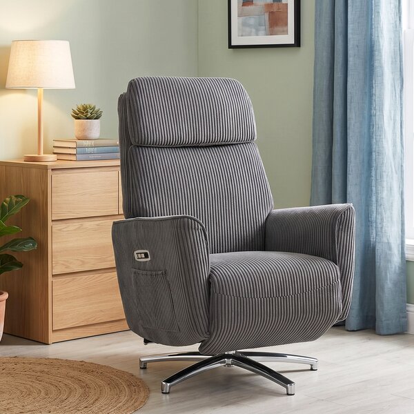 HOMCOM Poltrona relax elettrica con funzione letto, girevole con 2 motori e USB, Grigio | Aosom Italy