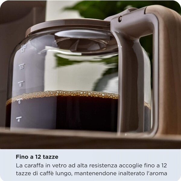 Ariete Macchina Caff Americana Caff Macinato 12 Tazze Potenza 900W con Filtro Breakfast Wood colore Tortora - 00M139407AR0