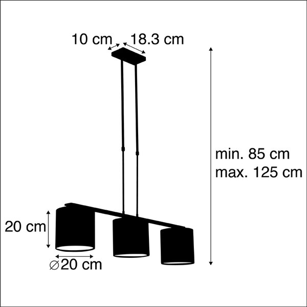 Lampada a sospensione paralumi velluto verde oro 20 cm - COMBI 3 Deluxe