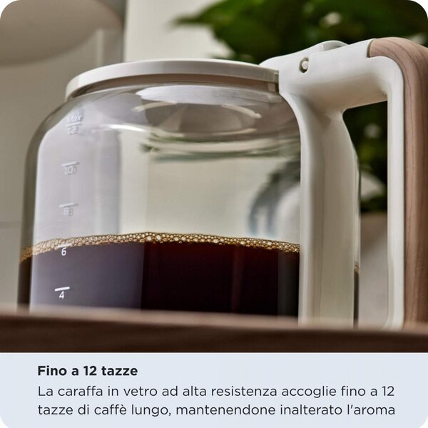 Ariete Macchina Caff Americano Caff Macinato 12 Tazze Potenza 900W con Filtro Breakfast Wood colore Beige - 00M139406AR0