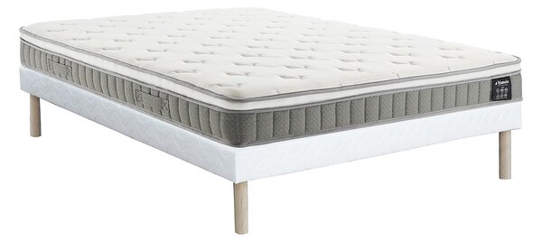 Set 140 x 190 cm rete imbottita + materasso a molle insacchettate e strato in memory foam, spessore 21 cm – VITOGO di YSMÉE