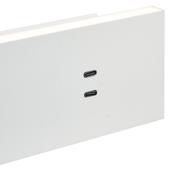 Set di 2 lampade da parete moderne bianche regolabili con USB-C incl. LED - Modric