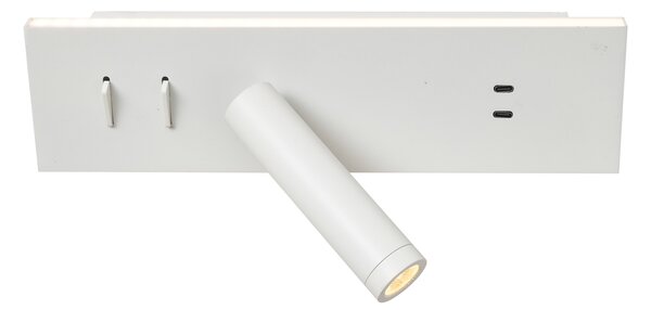 Set di 2 lampade da parete moderne bianche regolabili con USB-C incl. LED - Modric