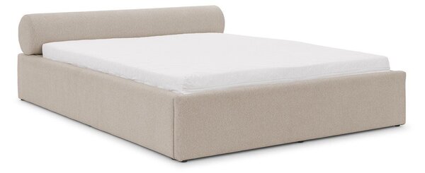 Letto matrimoniale imbottito beige con contenitore con rete inclusa 180x200 cm Cille – Ropez