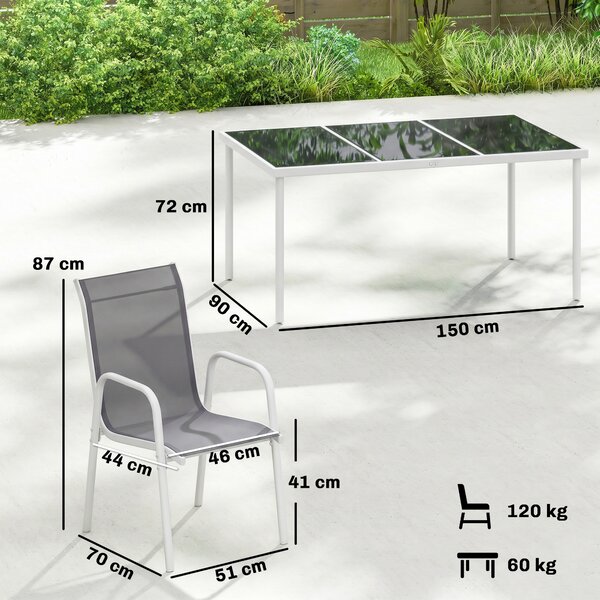 Outsunny Set da Giardino 7 Pezzi: Tavolo Rettangolare e 6 Sedie Impilabili | Aosom Italy
