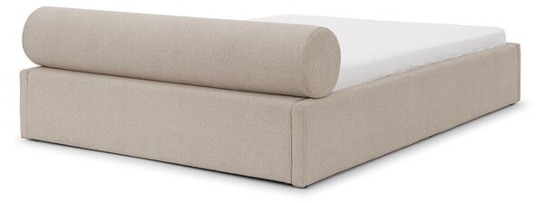 Letto matrimoniale imbottito beige con contenitore con rete inclusa 180x200 cm Cille – Ropez