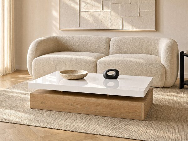 Tavolino 2 cassetti in MDF Rovere e Bianco - FELIX
