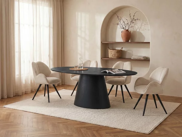 Tavolo da pranzo 6 coperti in MDF Nero - ANTELADA