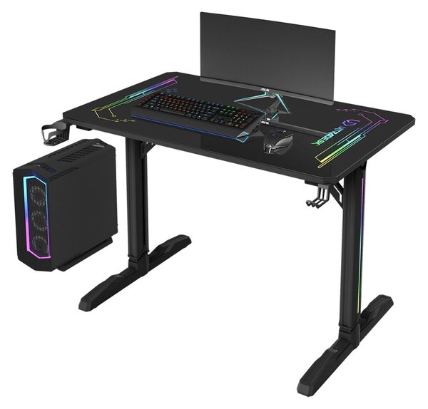 Scrivania da gaming con piano in vetro Ultradesk FREEZE V2 109 x 76 x 69 cm