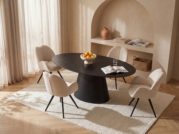 Set tavolo ANTELADA + 4 sedie GULSUN Nero e Beige