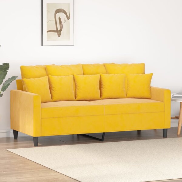 Divano letto clic clac in tessuto vellutato giallo, divano 3 posti