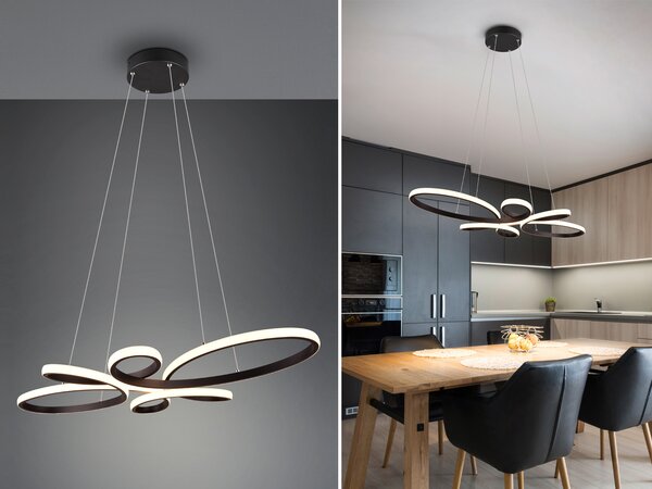 Lampada a sospensione LED FLY nera 32W, bianco caldo 3900 lm, metallo, dimensioni: 150x83x45,5 cm, IP20, Trio