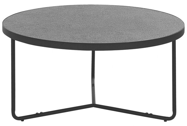 Tavolino Effetto Cemento con Gambe in Metallo Nero Rotondo Grande 80 x 80 x 40 cm Mobili Soggiorno Beliani
