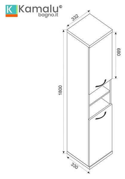 Kamalu composizione bagno a terra o sospesa 65 cm bicolore bianco e legno chiaro | lac-estia-65