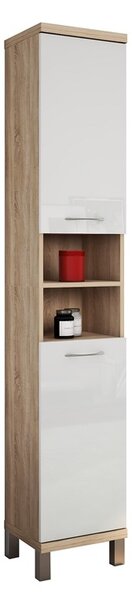 Colonna bagno a terra o sospesa 180 cm bicolore bianco e legno chiaro | LAC-ESTIA - KAMALU